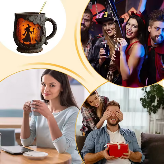 Bruja & Gato – Taza 3D de Halloween hecha a mano