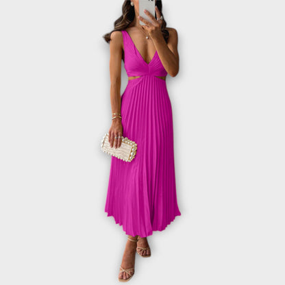 Elegante vestido de noche midi con plisado