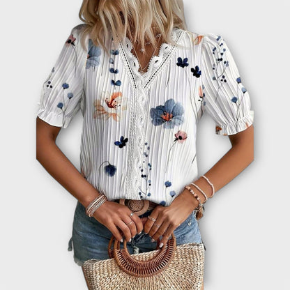 Emily - Blusa de moda con escote en V