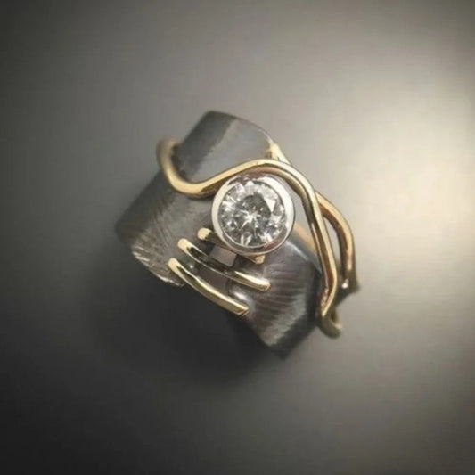 Anillo Retro Dunkel Silber Zirkonia