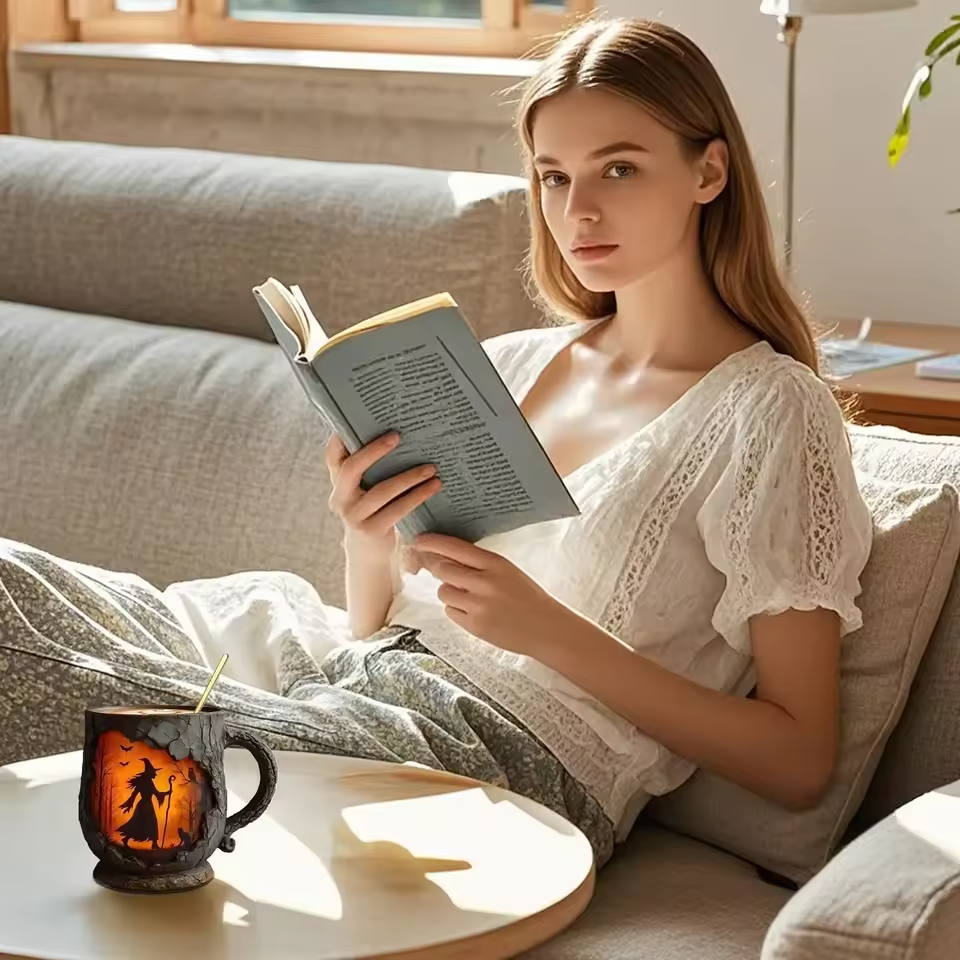 Bruja & Gato – Taza 3D de Halloween hecha a mano