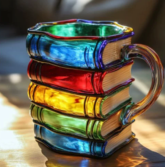 Libro – Taza de libro a color hecha a mano